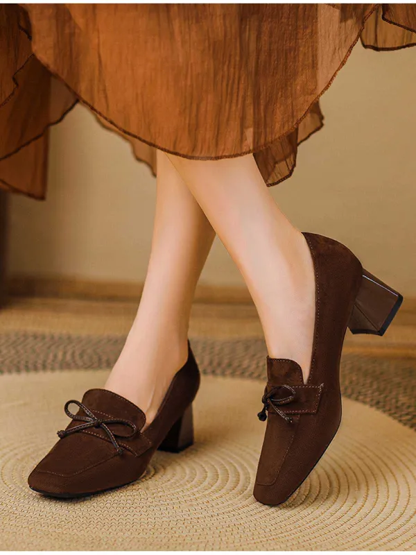 Retro Bow Square Toe High Heels Shoes sold by Retro Stage