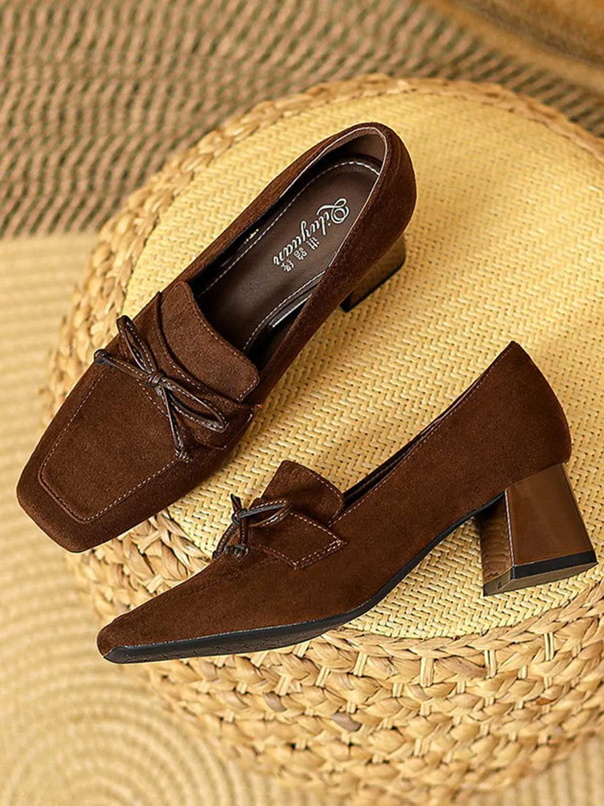 Retro Bow Square Toe High Heels Shoes sold by Retro Stage product image thumbnail 3