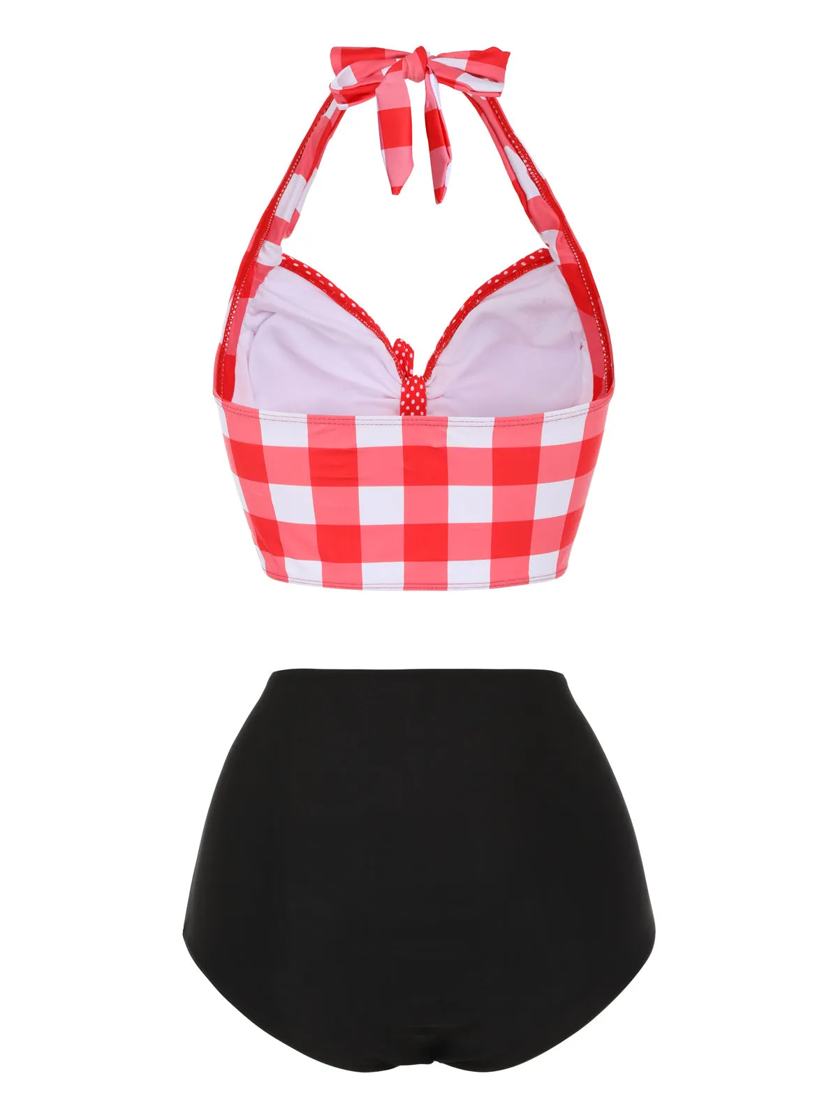 Red 1950s Plaid Halter Bikini Set sold by Retro Stage product image thumbnail 4