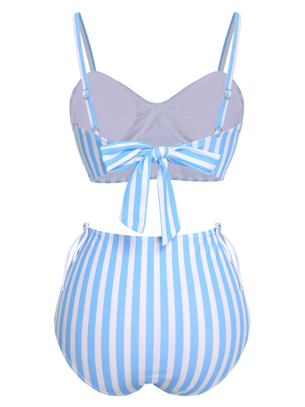 Blue 1950s Striped Heart Button Swimsuit sold by Retro Stage product image thumbnail 4