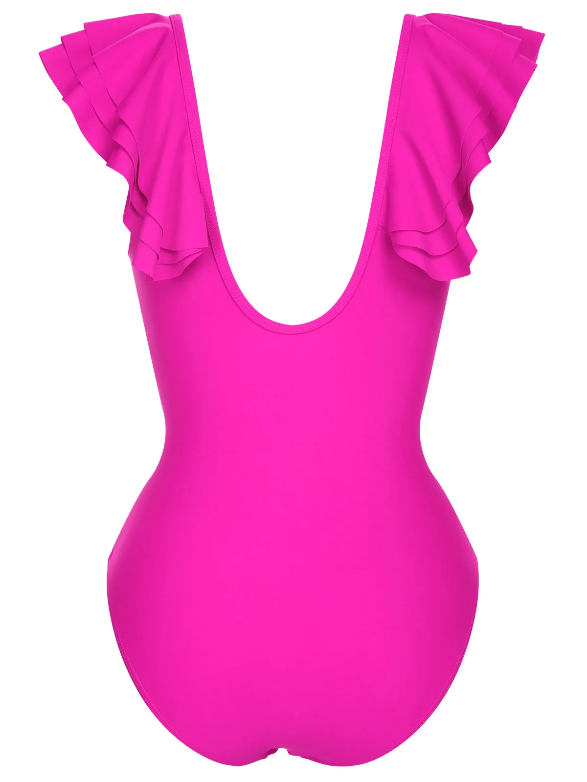 1950s Solid Ruffle V-Neck One-Piece Swimsuit sold by Retro Stage product image thumbnail 4