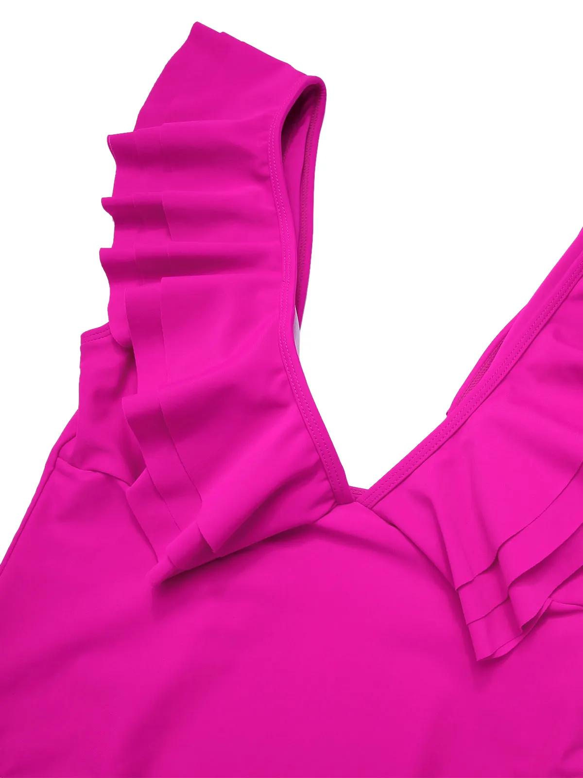 1950s Solid Ruffle V-Neck One-Piece Swimsuit sold by Retro Stage product image thumbnail 5