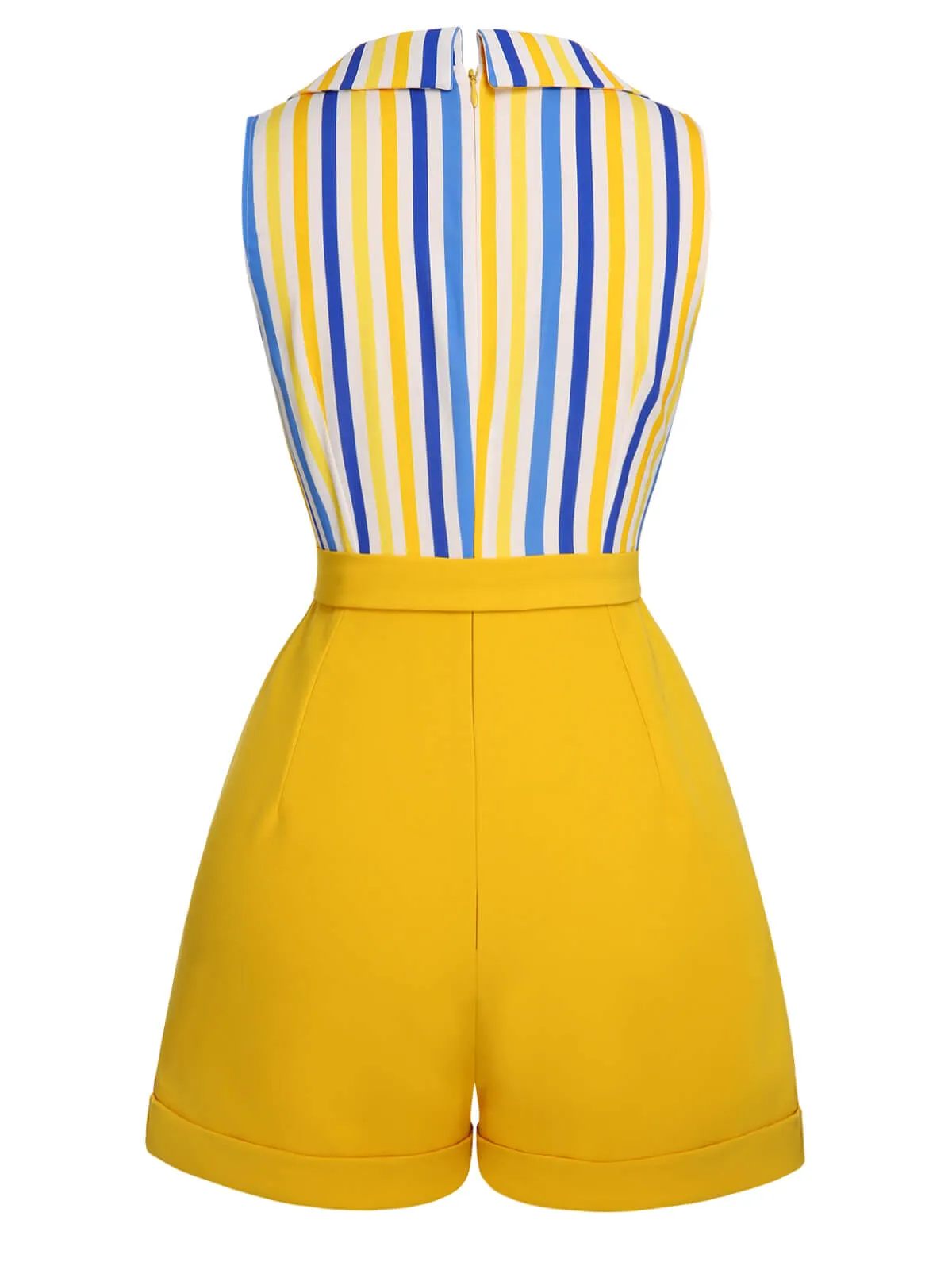 1950s Yellow White Blue Striped Lapel Romper sold by Retro Stage product image thumbnail 4