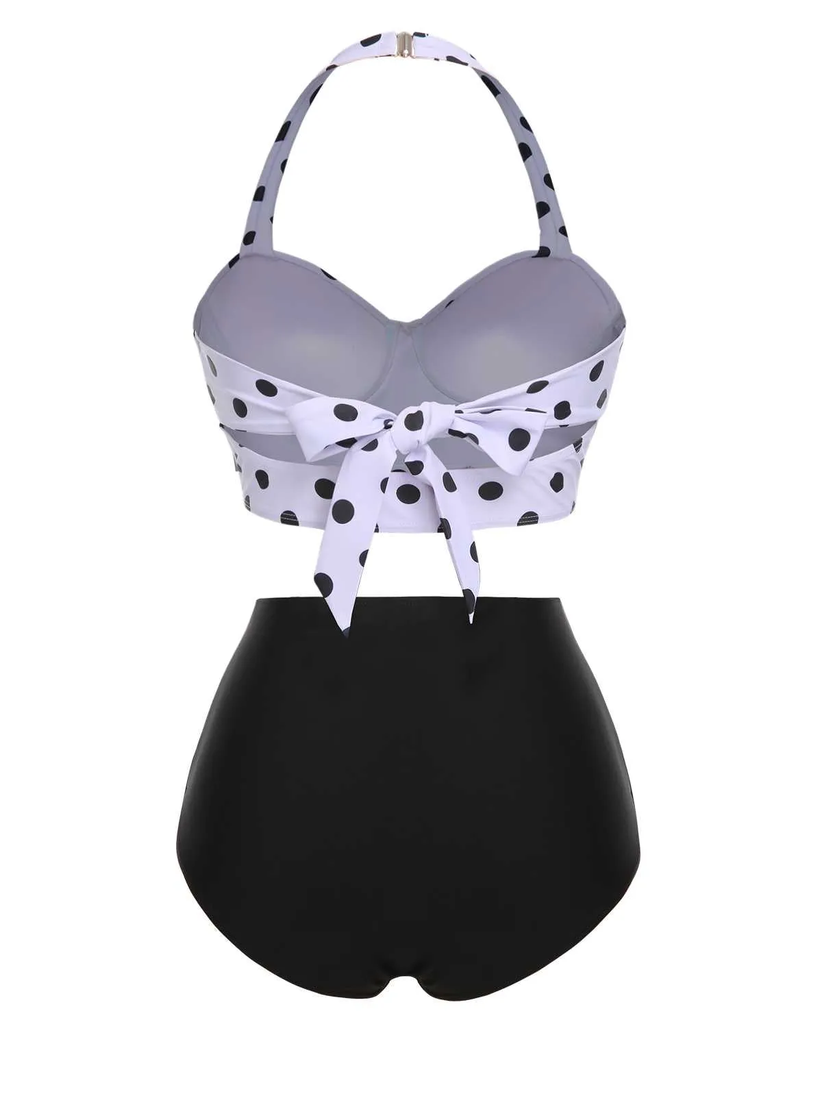 1950s Halter Contrast Polka Dots Swimsuit sold by Retro Stage product image thumbnail 4