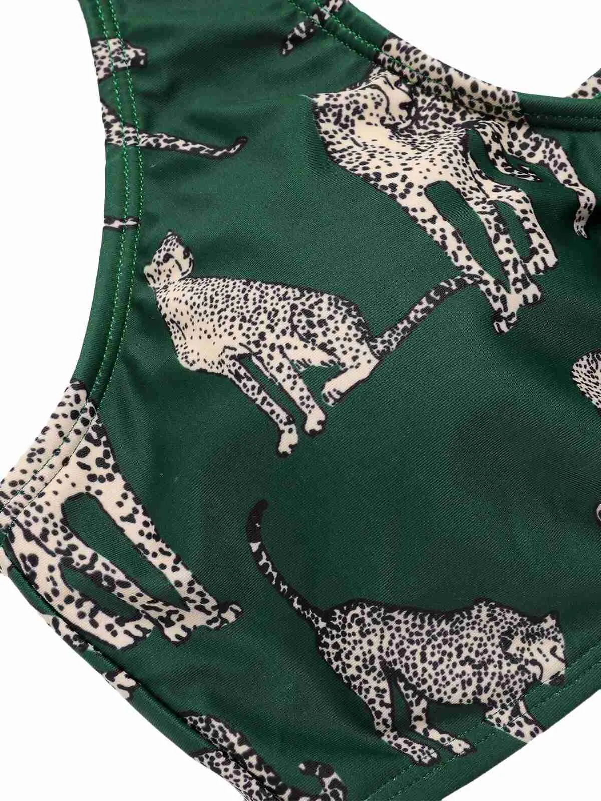 Green 1940s Leopard Halter Split Swimsuit sold by Retro Stage product image thumbnail 5