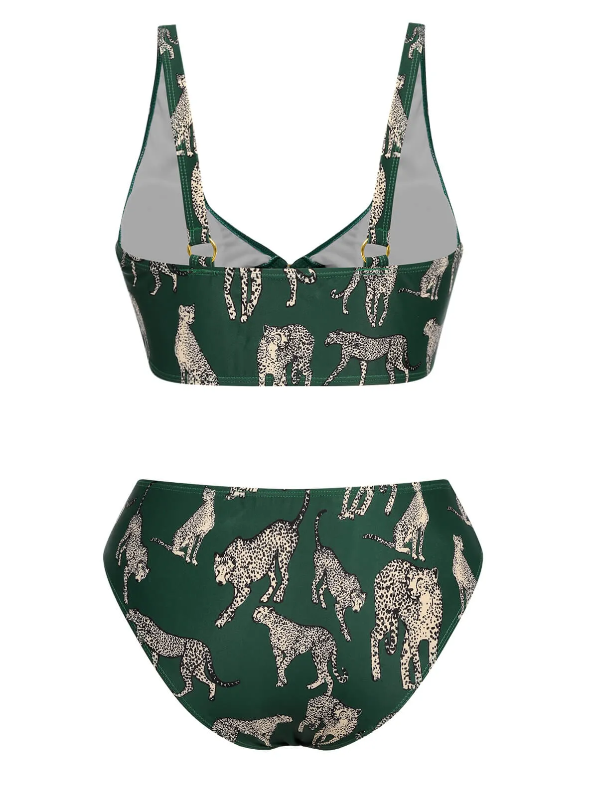 Green 1940s Leopard Halter Split Swimsuit sold by Retro Stage product image thumbnail 4