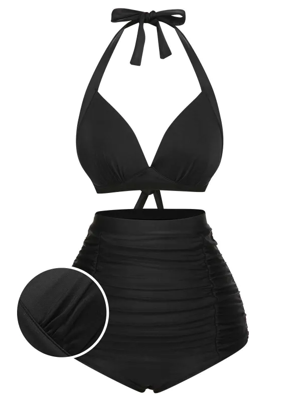 1950s Halter Plaids Lace-Up Swimsuit sold by Retro Stage