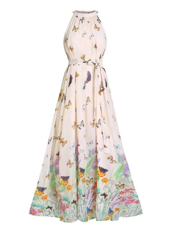 1930s Floral Butterfly Vintage Maxi Dress sold by Retro Stage