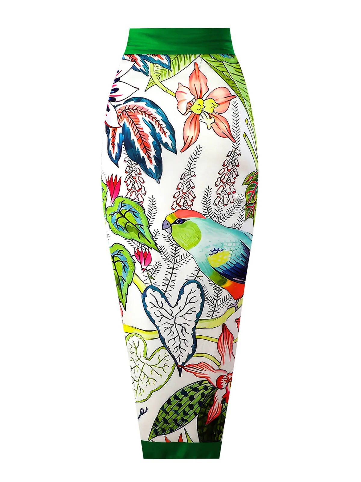 Green 1960s Floral Bird Swimsuit & Cover-Up sold by Retro Stage product image thumbnail 4