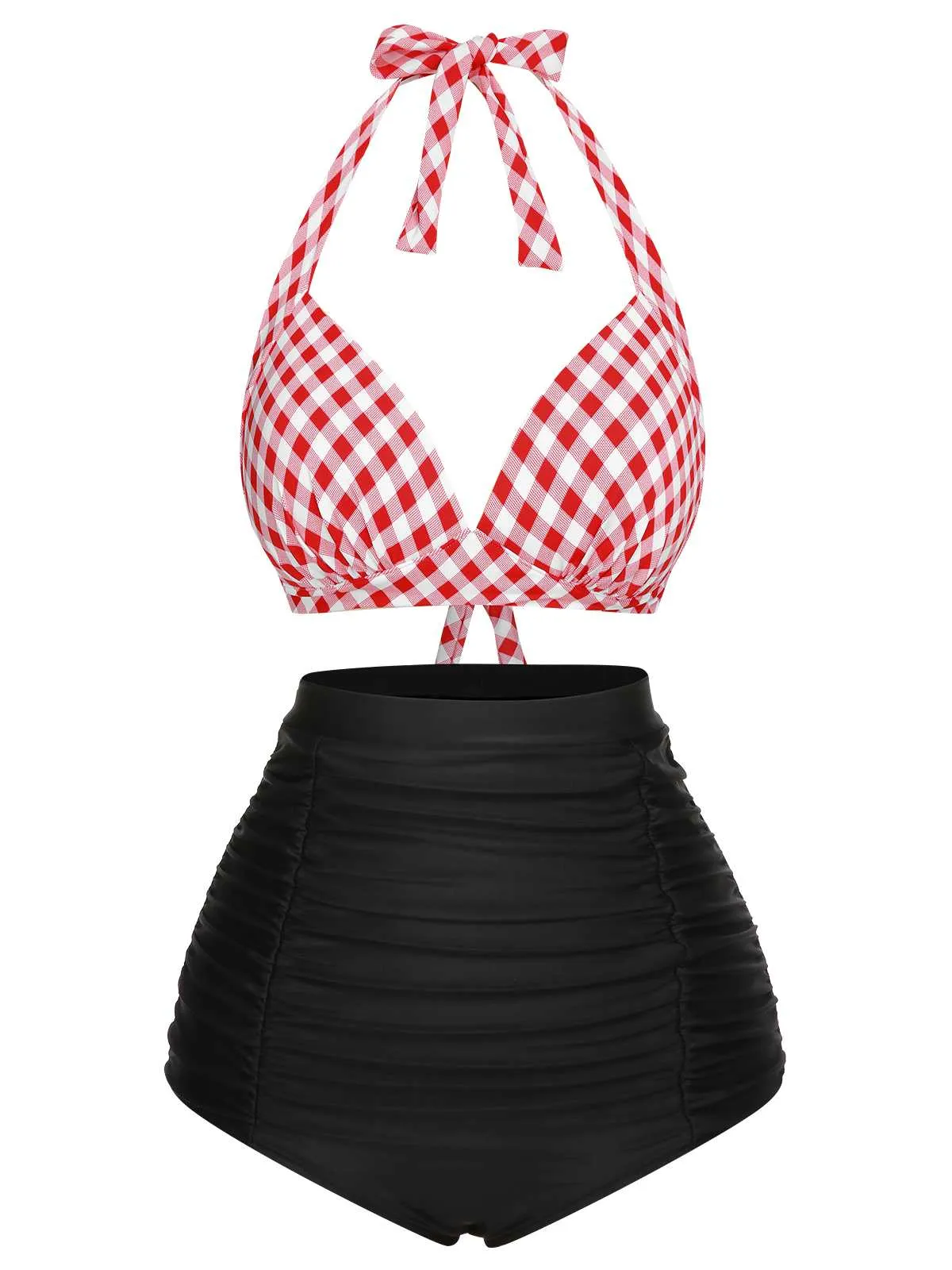 1950s Halter Plaids Lace-Up Swimsuit sold by Retro Stage product image thumbnail 2