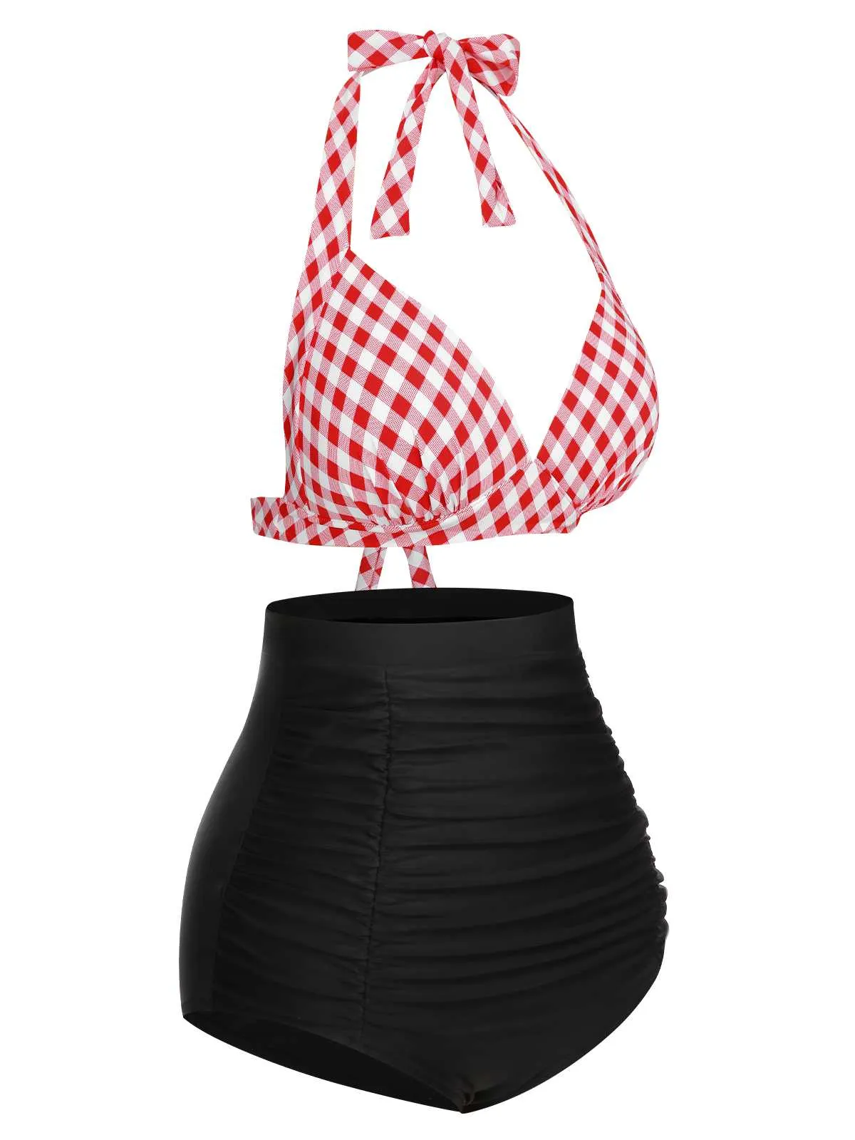1950s Halter Plaids Lace-Up Swimsuit sold by Retro Stage product image thumbnail 3