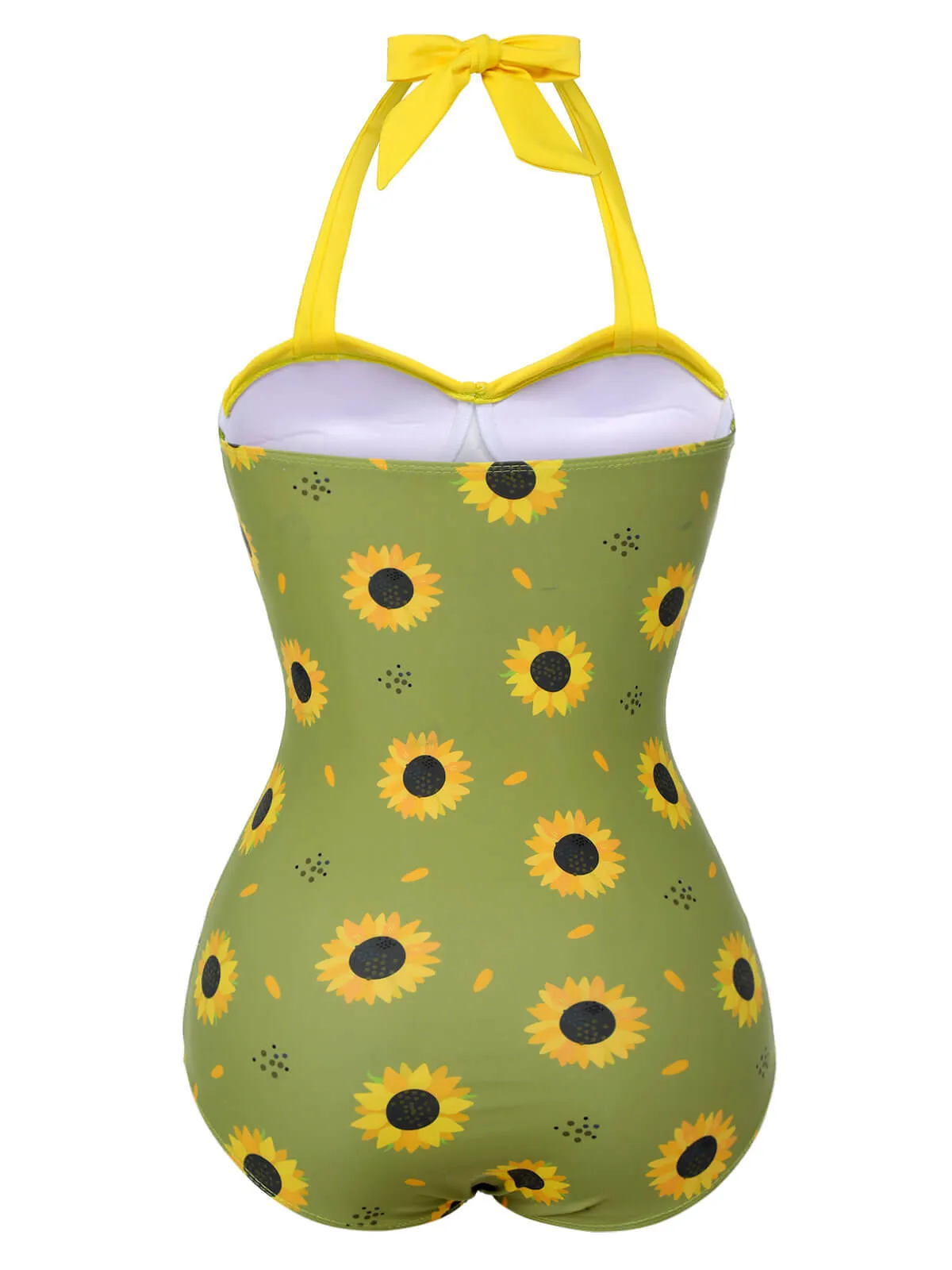 Green 1930s Sunflowers Halter Swimsuit sold by Retro Stage product image thumbnail 4