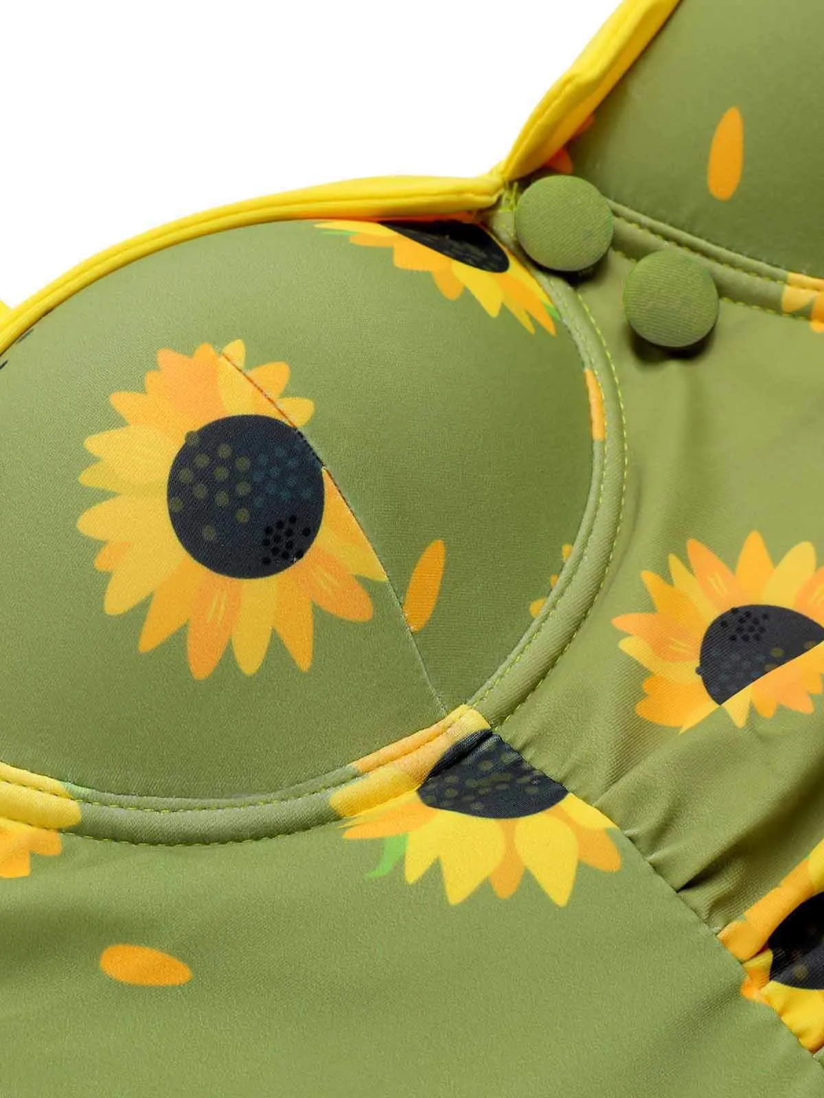 Green 1930s Sunflowers Halter Swimsuit sold by Retro Stage product image thumbnail 5