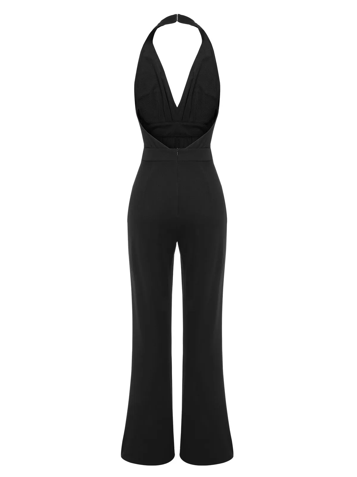 Black 1930s Halter Deep V-Neck Jumpsuit sold by Retro Stage product image thumbnail 3
