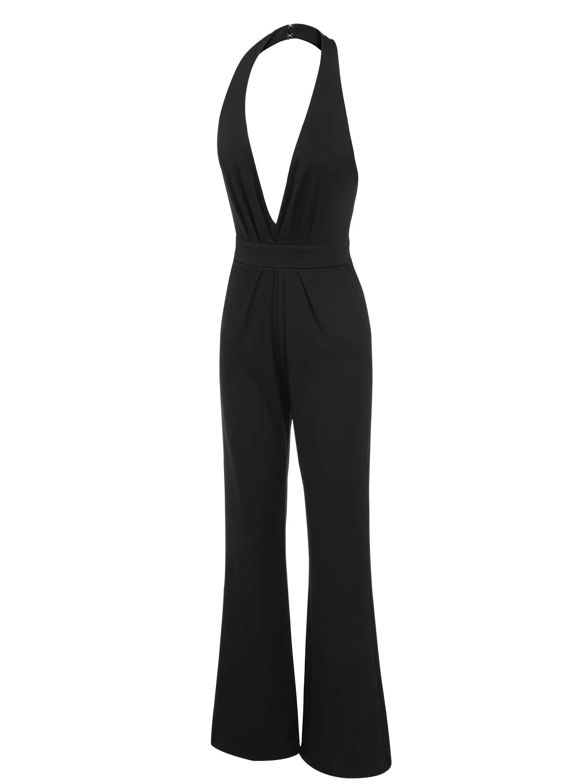 Black 1930s Halter Deep V-Neck Jumpsuit sold by Retro Stage product image thumbnail 4