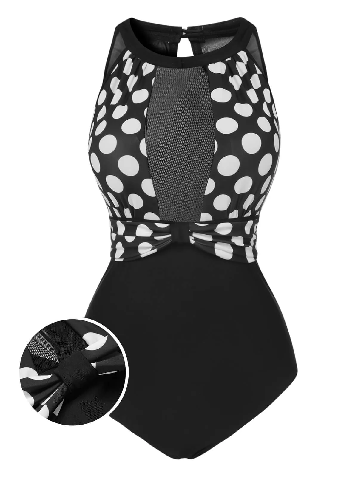 Black 1950s Polka Dot Swimsuit sold by Retro Stage