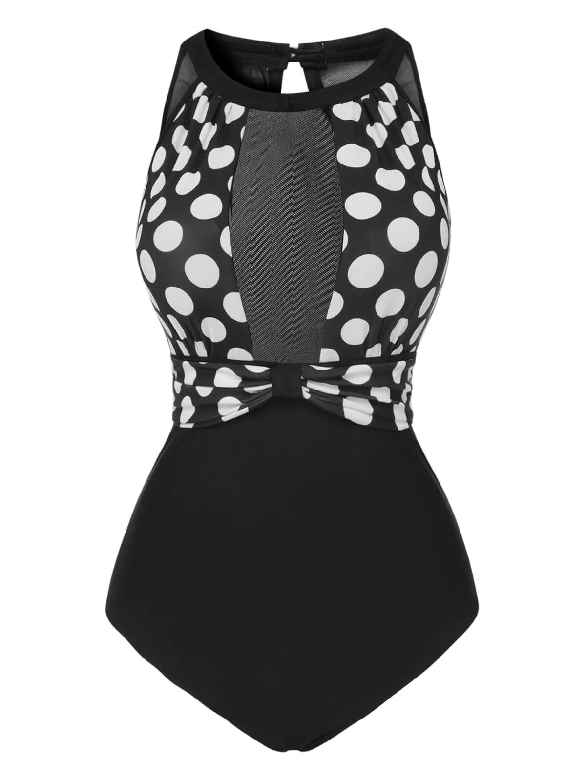 Black 1950s Polka Dot Swimsuit sold by Retro Stage product image thumbnail 2