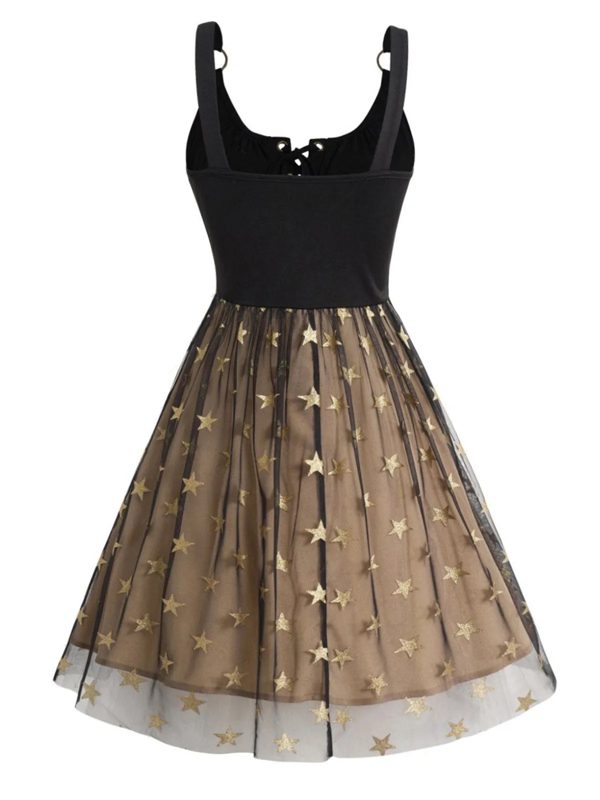 1950s Strap Mesh Stars Lace-Up Dress sold by Retro Stage product image thumbnail 3
