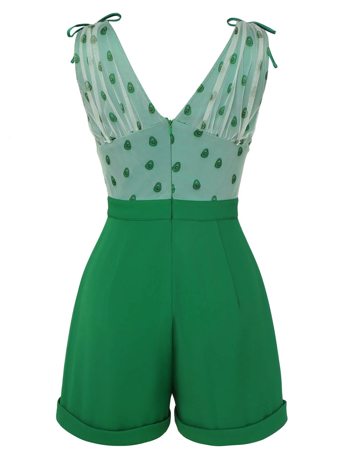 Green 1950s Avocado Mesh V-Neck Romper sold by Retro Stage product image thumbnail 4