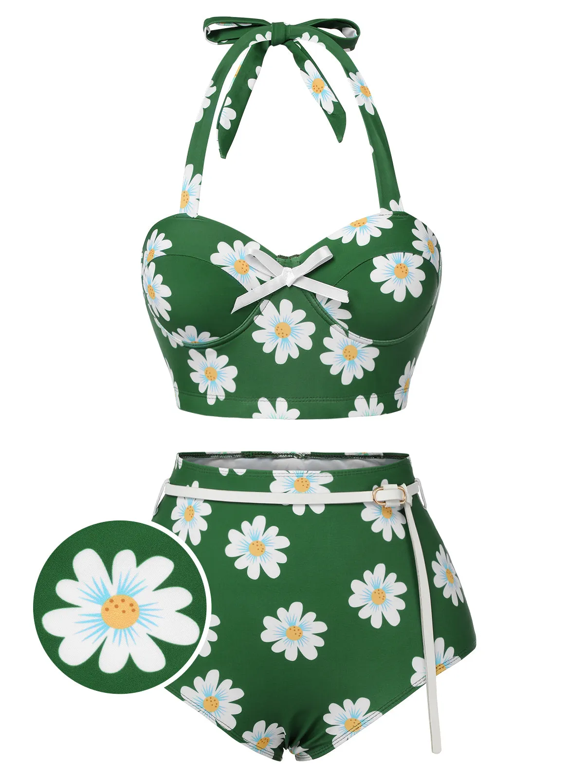 Green 1930s Daisy Halter Swimsuit sold by Retro Stage