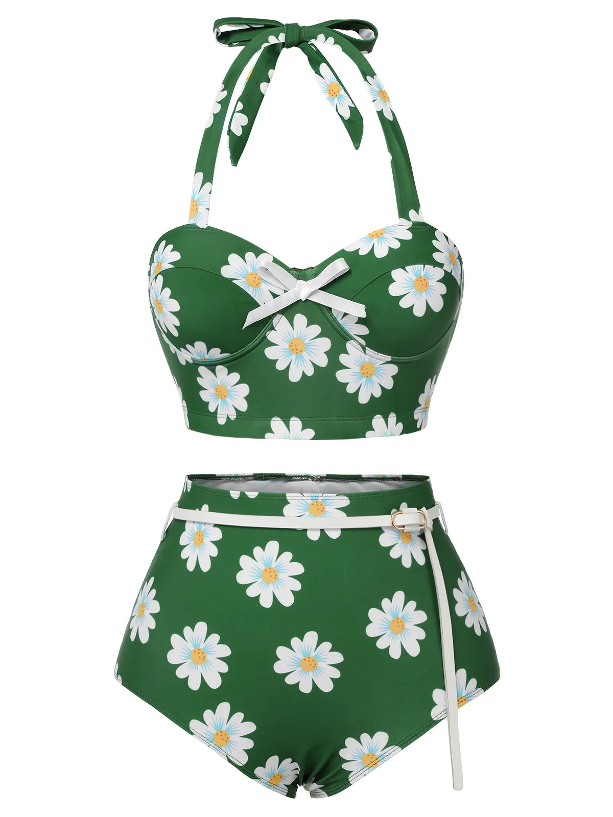 Green 1930s Daisy Halter Swimsuit sold by Retro Stage product image thumbnail 2