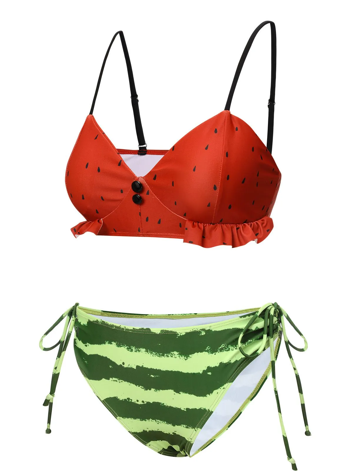Red 1950s Watermelon Suspender Bikini Set sold by Retro Stage product image thumbnail 3