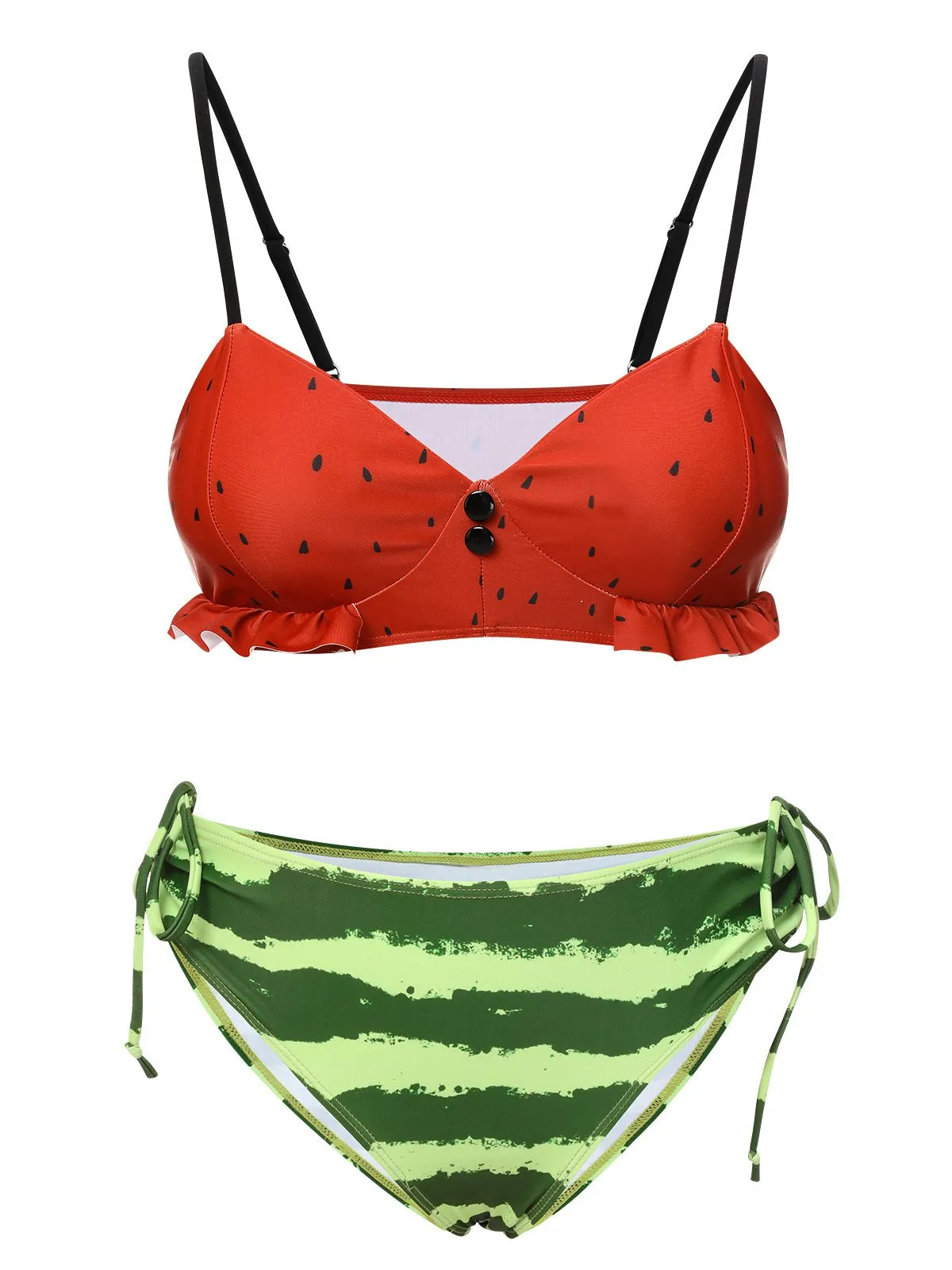 Red 1950s Watermelon Suspender Bikini Set sold by Retro Stage product image thumbnail 2