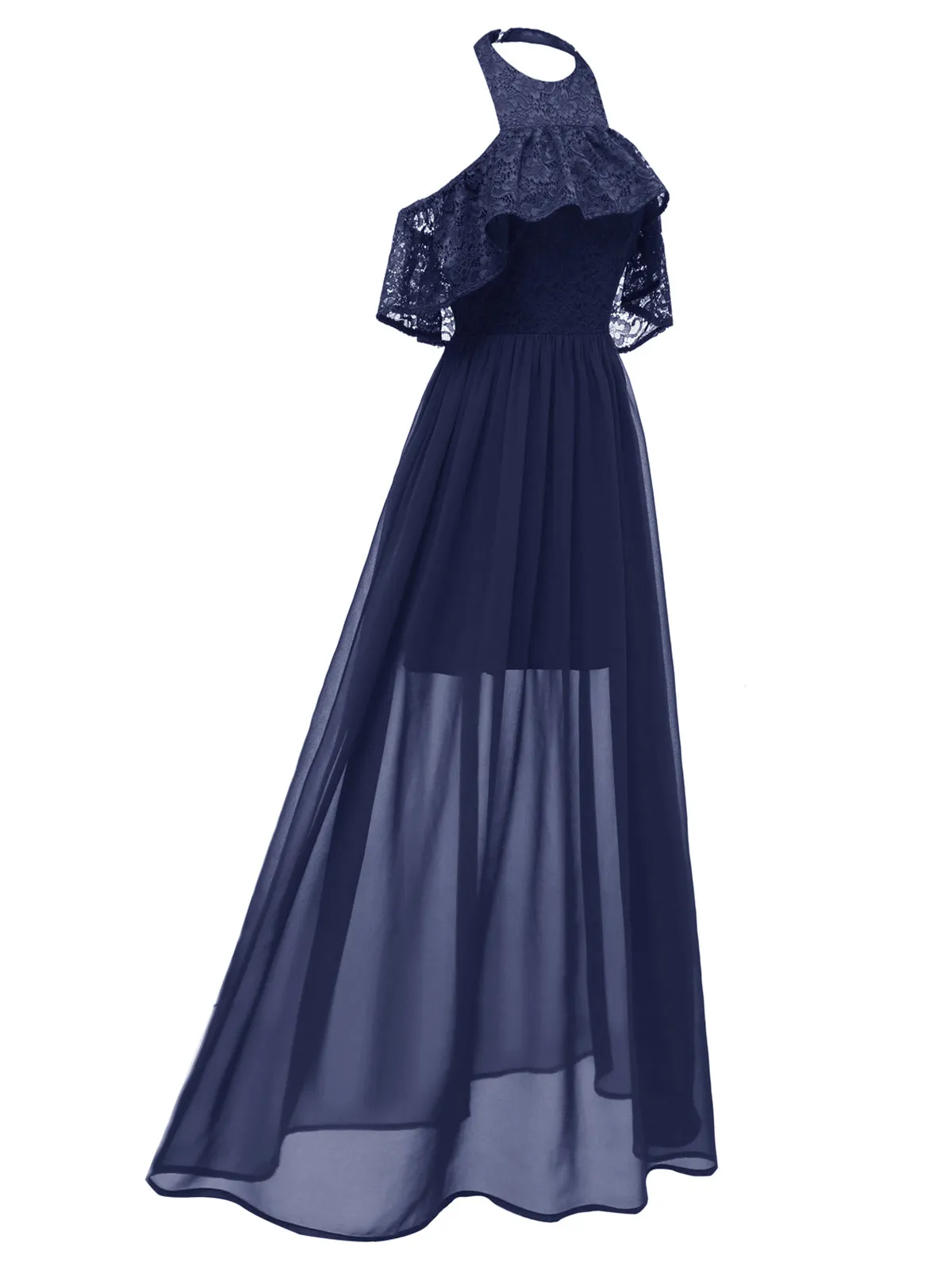 1940s Solid Lace Cold-Shoulder Long Dress sold by Retro Stage product image thumbnail 5