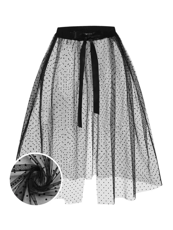 Black 1960s Polka Dots Mesh Cover-up sold by Retro Stage