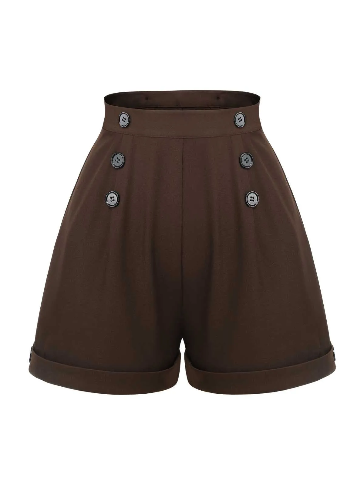 Deep Brown 1940s Buttons Overalls Shorts sold by Retro Stage product image thumbnail 5