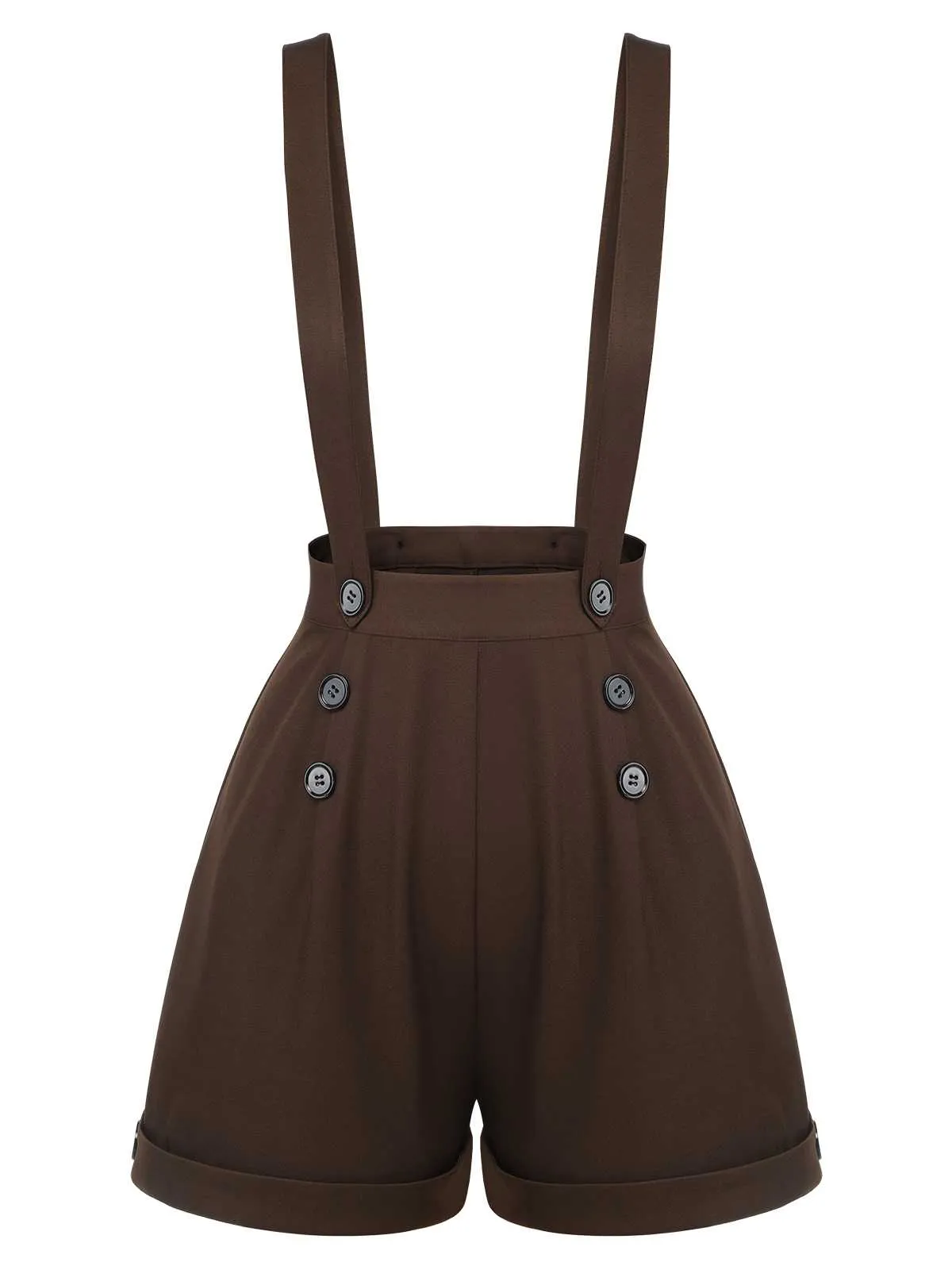 Deep Brown 1940s Buttons Overalls Shorts sold by Retro Stage product image thumbnail 2