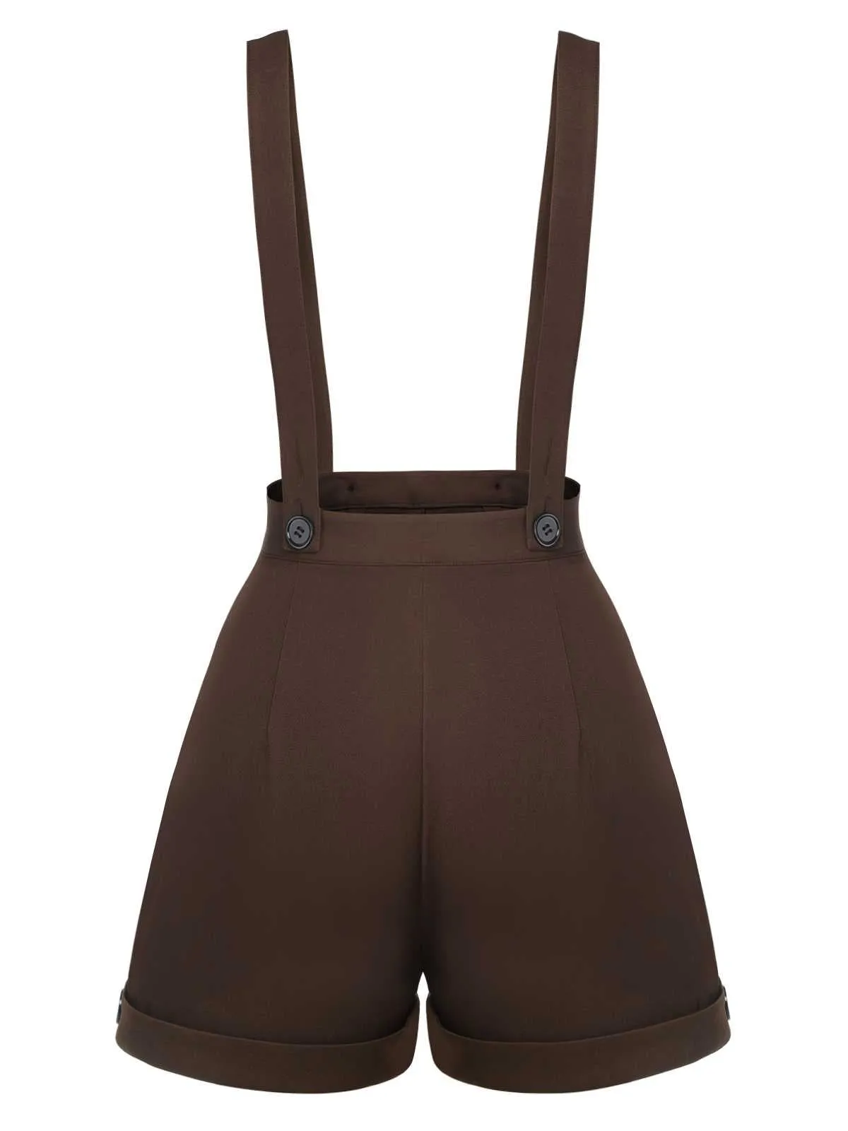 Deep Brown 1940s Buttons Overalls Shorts sold by Retro Stage product image thumbnail 4