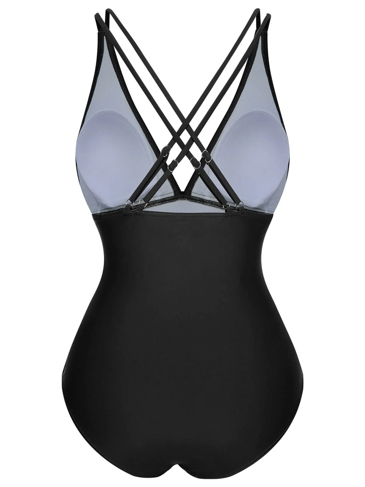 1950s Solid V-Neck One-Piece Swimsuit sold by Retro Stage product image thumbnail 4