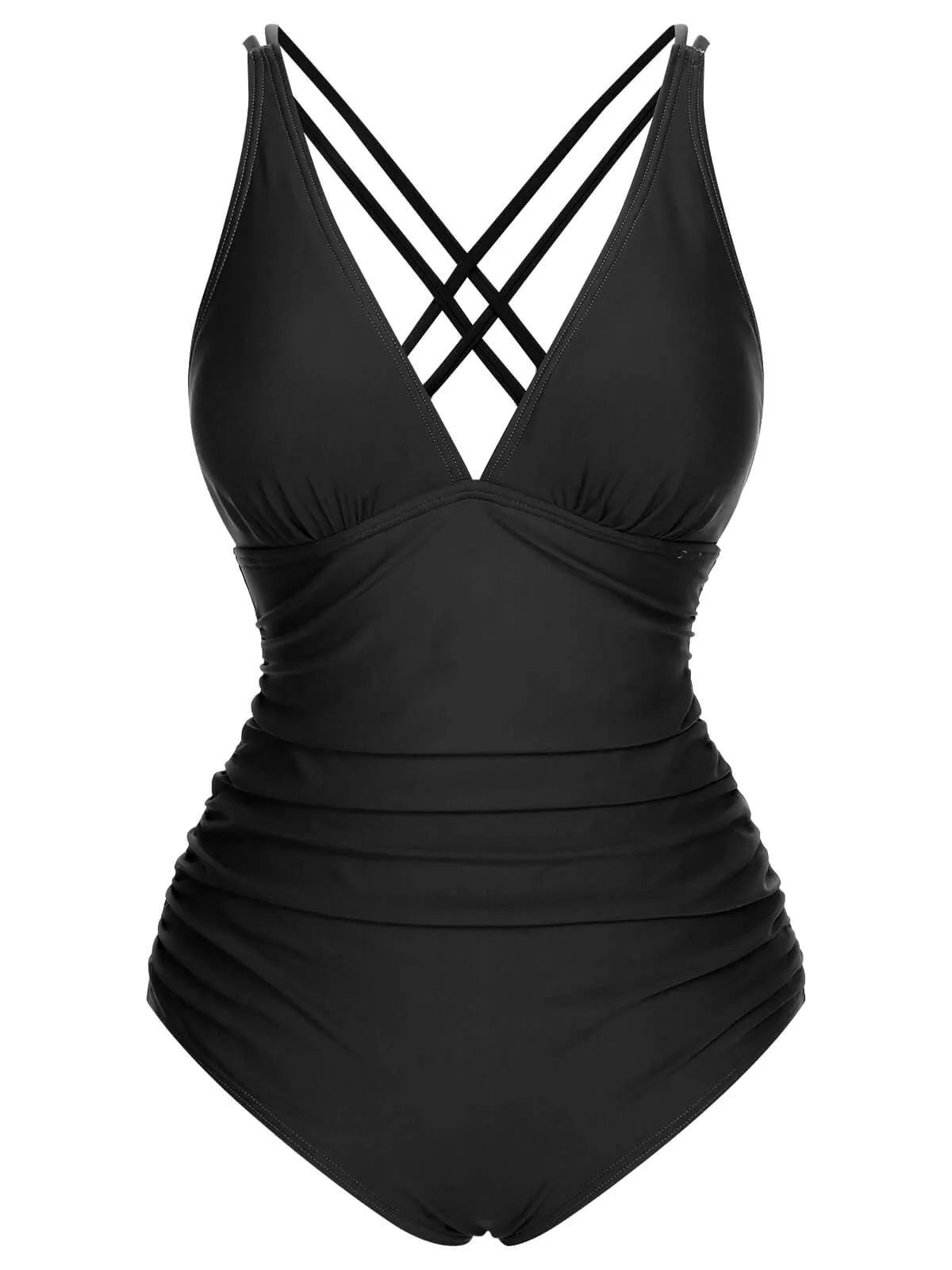 1950s Solid V-Neck One-Piece Swimsuit sold by Retro Stage product image thumbnail 2