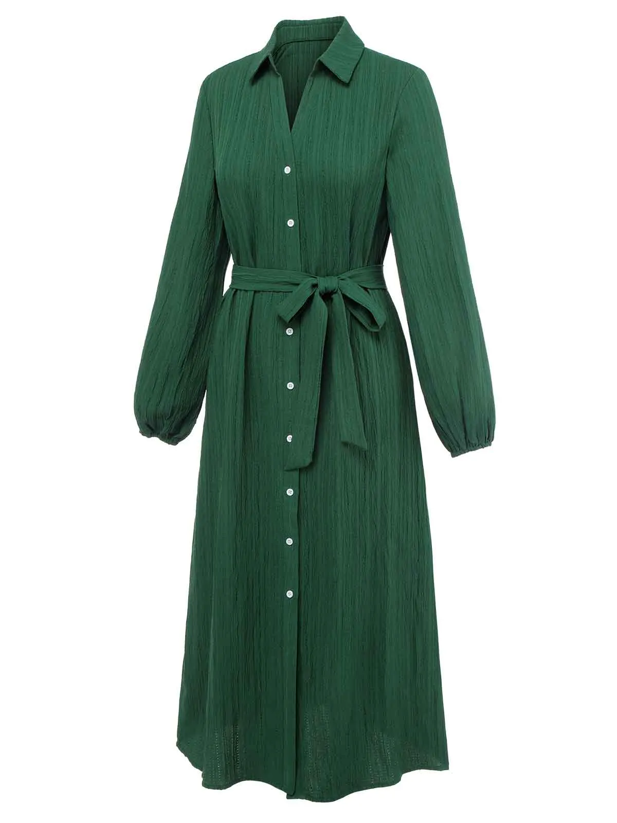 Green 1960s Lapel Loose Belted Dress sold by Retro Stage product image thumbnail 3