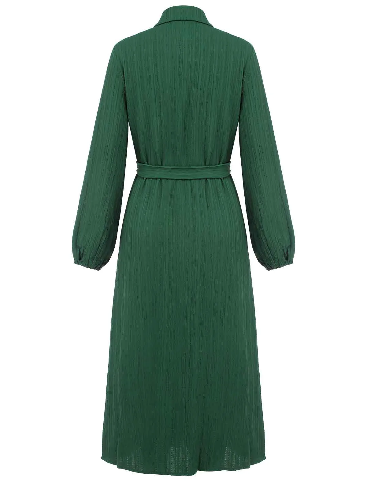 Green 1960s Lapel Loose Belted Dress sold by Retro Stage product image thumbnail 4