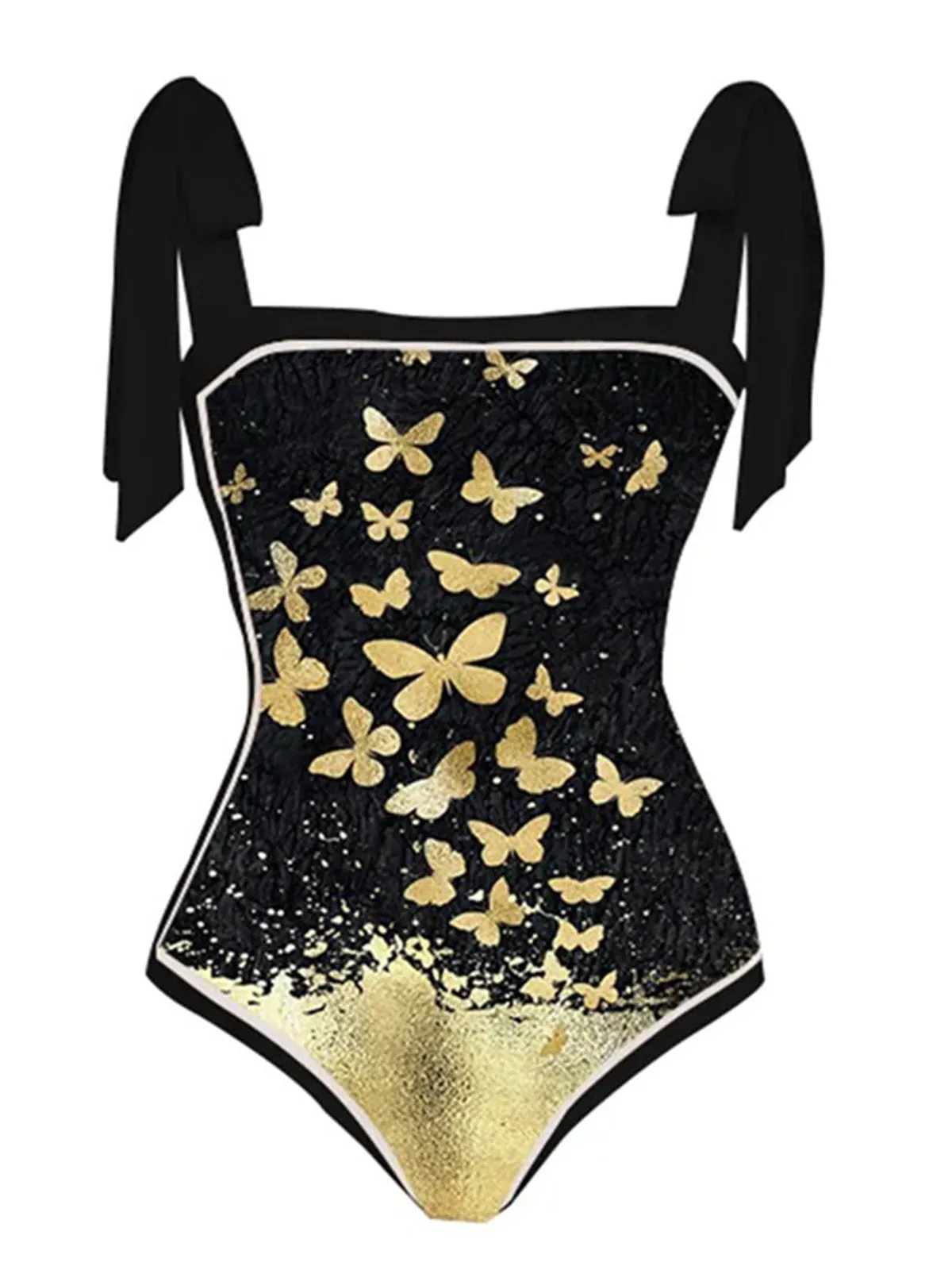 Black 1950s Butterfly One-piece Swimsuit & Cover-up sold by Retro Stage product image thumbnail 2