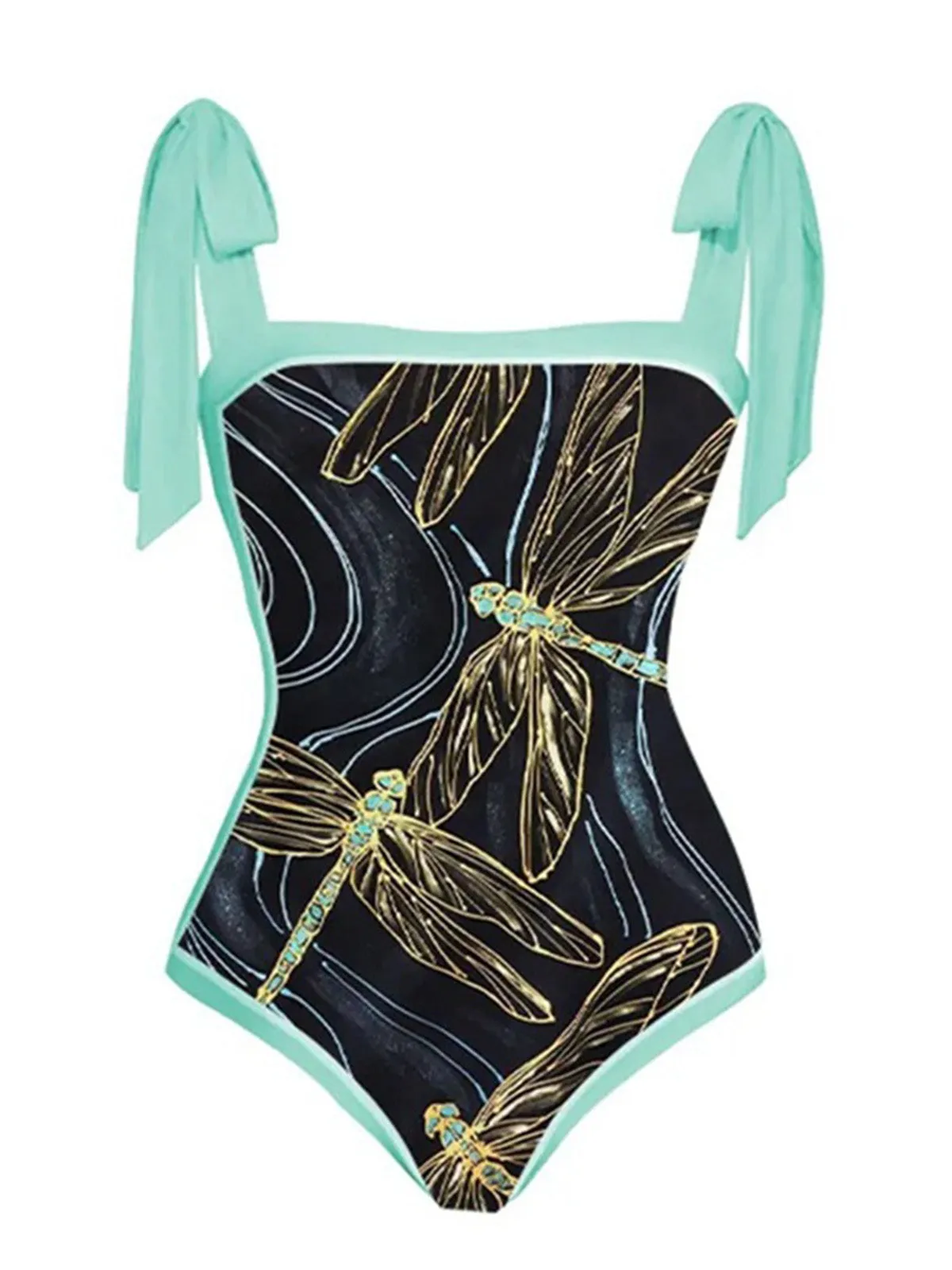 Black 1950s Dragonfly Lace-up Swimsuit & Cover-up sold by Retro Stage product image thumbnail 2