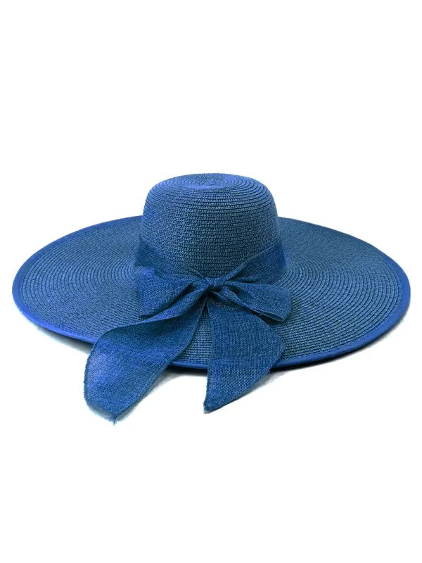 Ribbon Wide Brim Raffia Sun Hat sold by Retro Stage