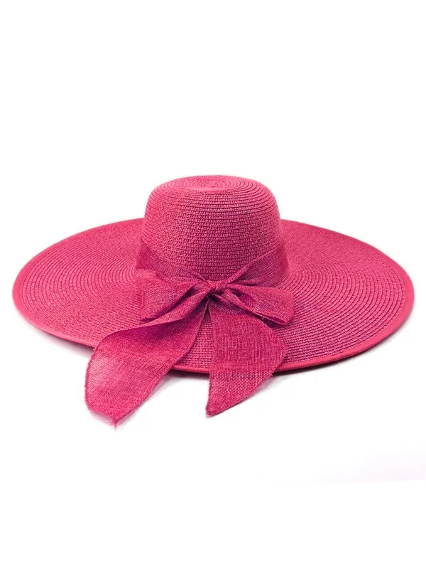 Ribbon Wide Brim Raffia Sun Hat sold by Retro Stage
