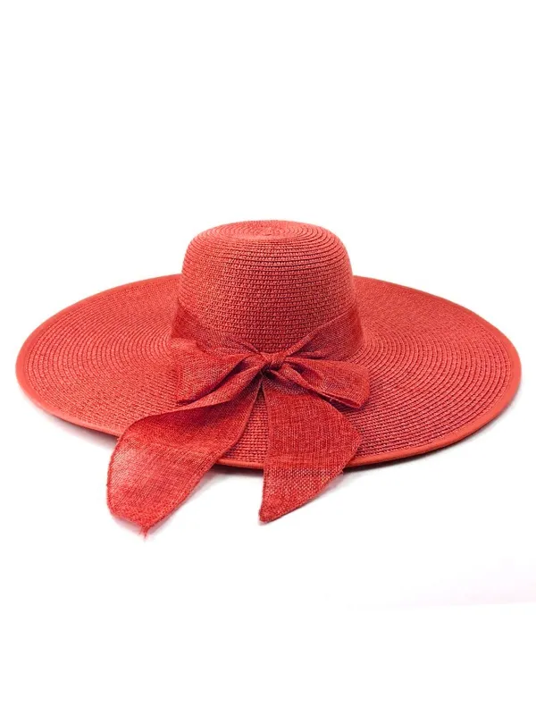Ribbon Wide Brim Raffia Sun Hat sold by Retro Stage