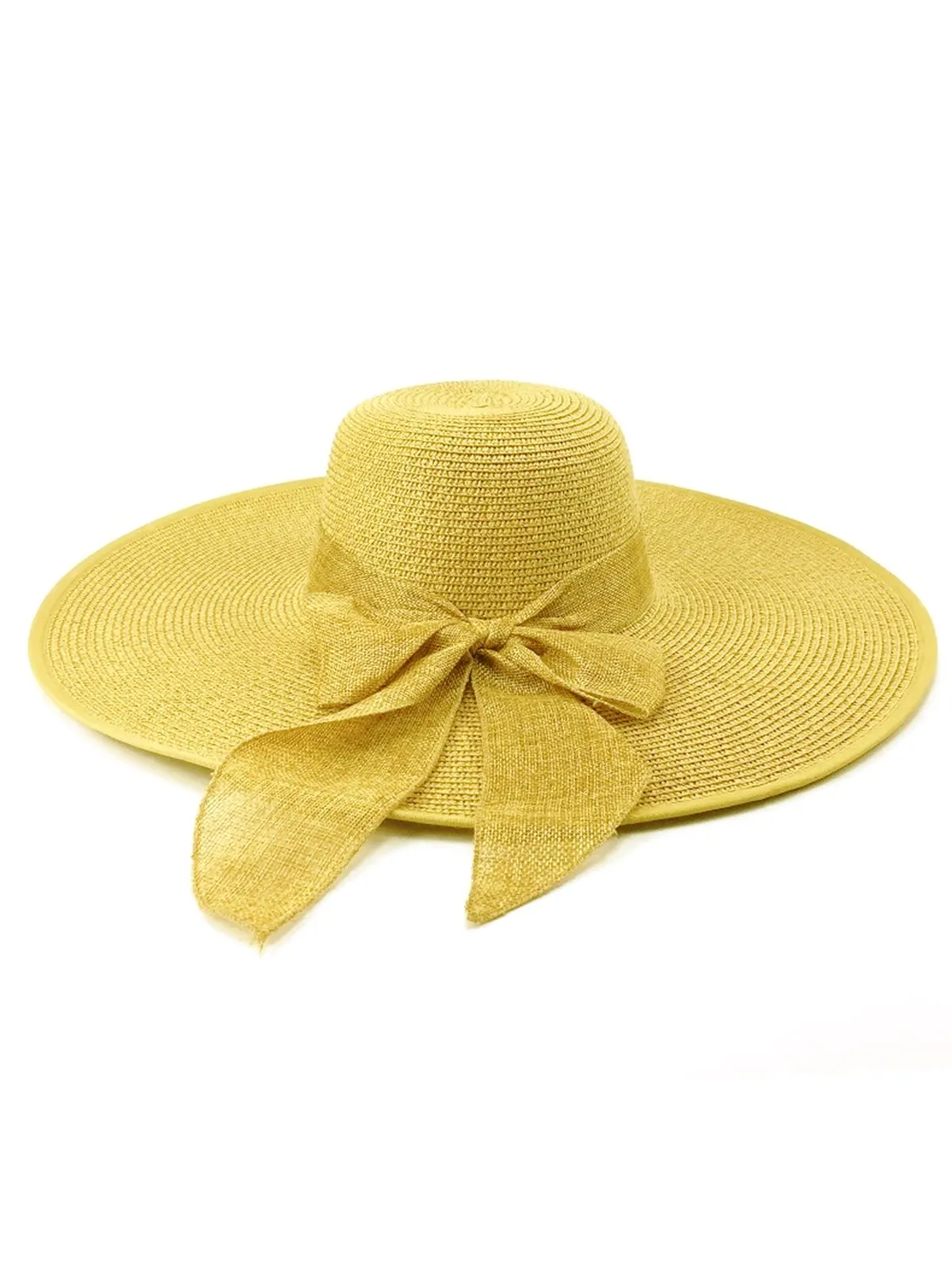 Ribbon Wide Brim Raffia Sun Hat sold by Retro Stage product image thumbnail 4