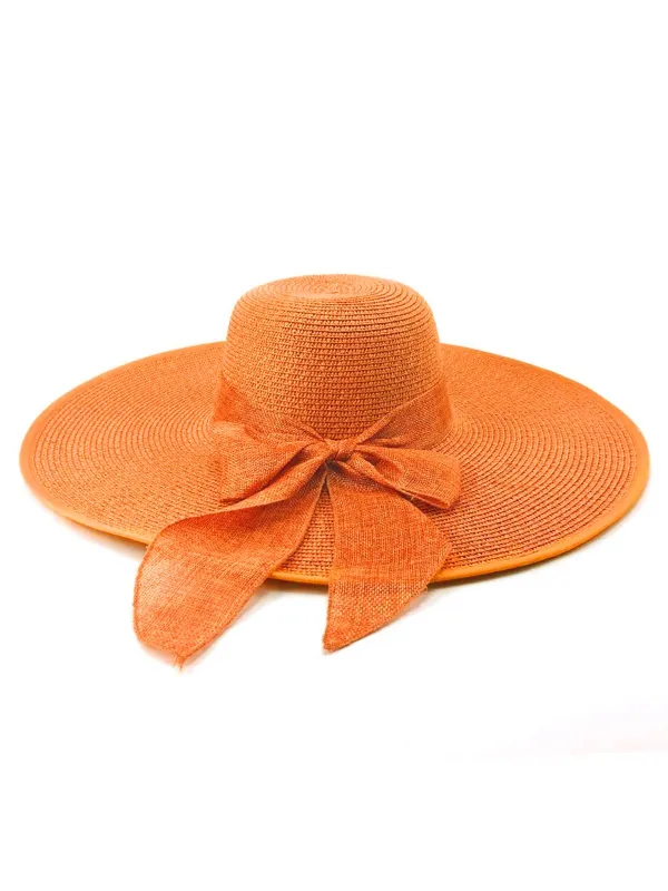 Ribbon Wide Brim Raffia Sun Hat sold by Retro Stage