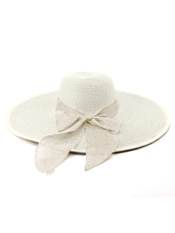 Ribbon Wide Brim Raffia Sun Hat sold by Retro Stage