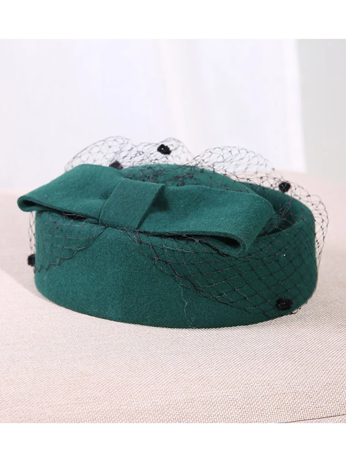 Retro Bow Mesh Wooled Dress Hat sold by Retro Stage product image thumbnail 3