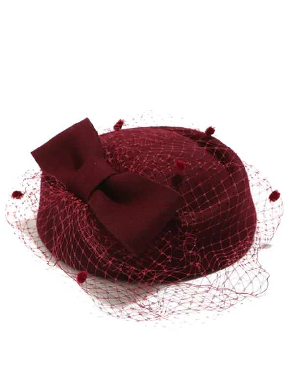 Retro Bow Mesh Wooled Dress Hat sold by Retro Stage