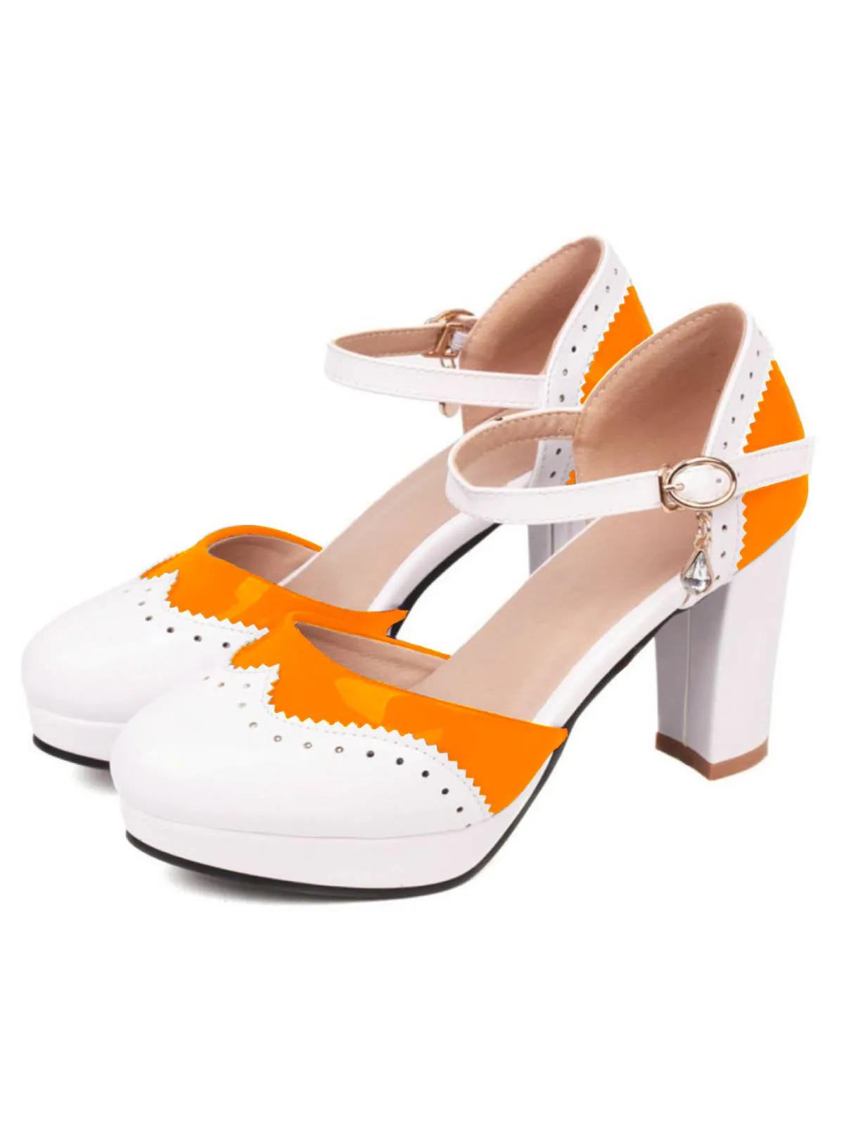 Mary Jane Patchwork High Heels Shoes sold by Retro Stage product image thumbnail 2