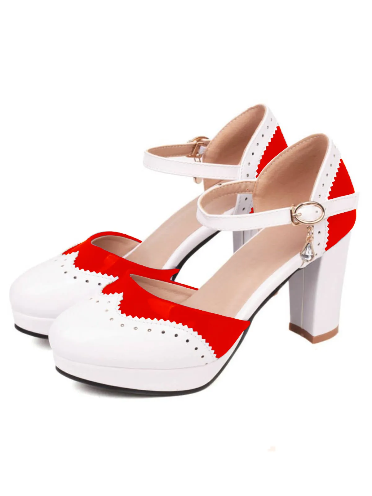 Mary Jane Patchwork High Heels Shoes sold by Retro Stage product image thumbnail 5