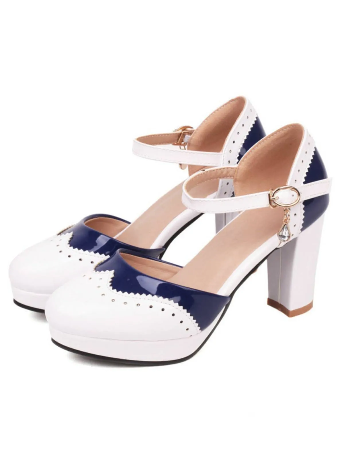 Mary Jane Patchwork High Heels Shoes sold by Retro Stage