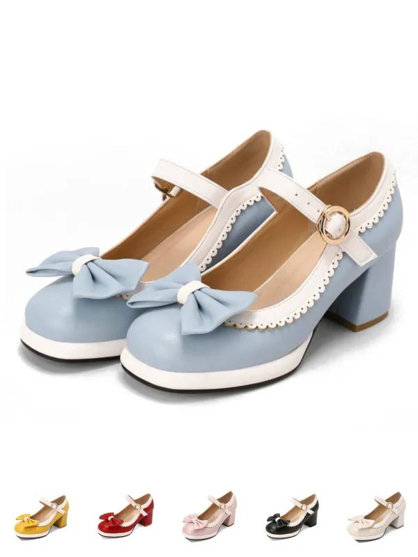 Bowknot Chunky Heels Mary Jane Shoes sold by Retro Stage